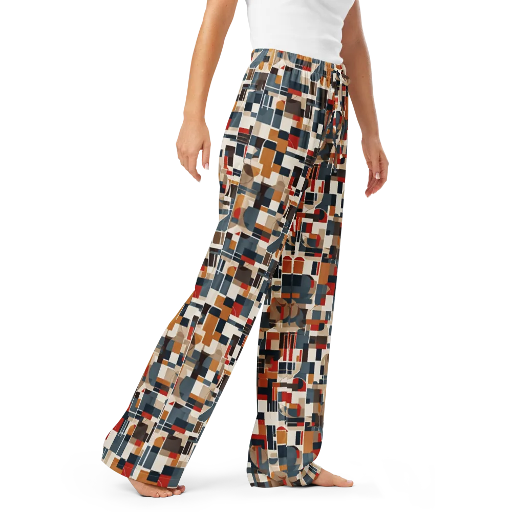 Ochre Grid on Women's Pajama Pants — Right Front