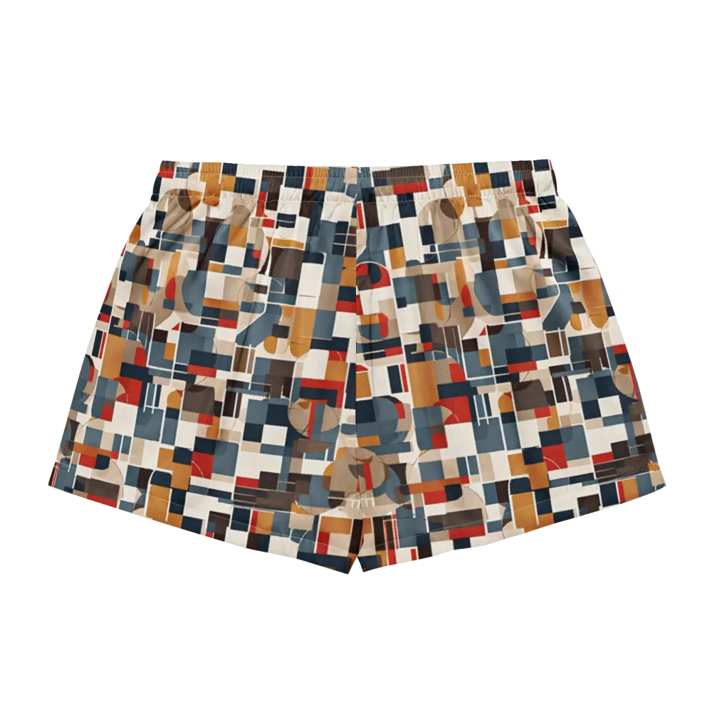 Ochre Grid on Women's Pajama Shorts — Back