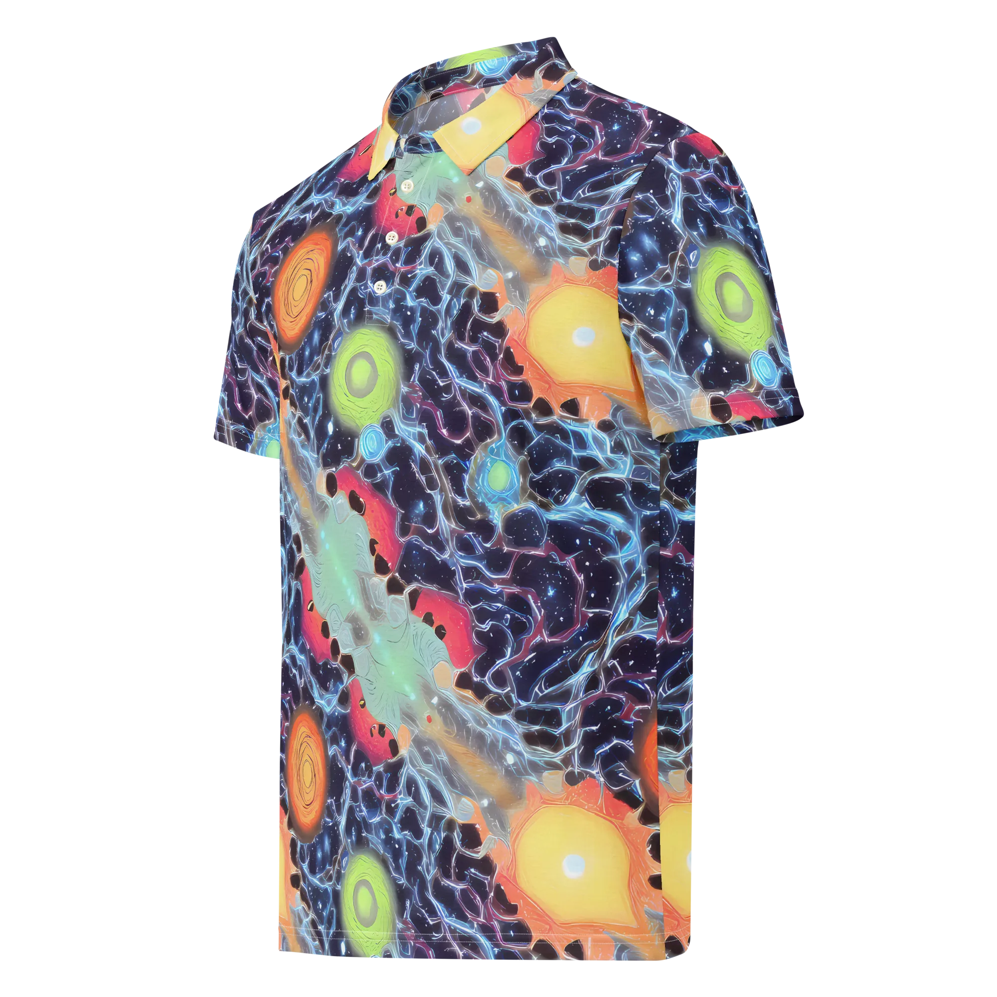 Cosmic Tidal Flux on Men's Slim Fit Polo Shirt — Left Front