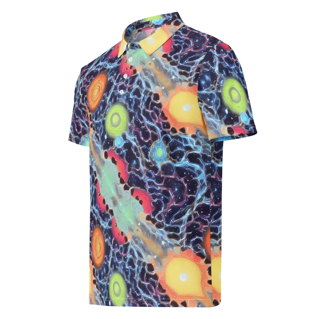 Cosmic Tidal Flux on Men's Slim Fit Polo Shirt — Left Front