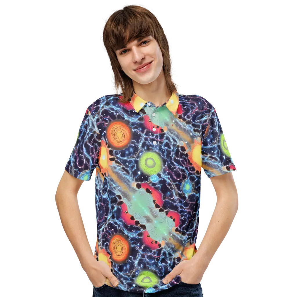 Cosmic Tidal Flux on Men's Slim Fit Polo Shirt — Front
