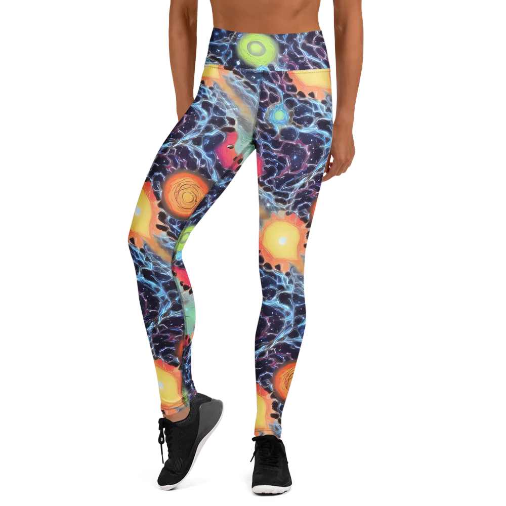 Cosmic Tidal Flux on Yoga Leggings — Front