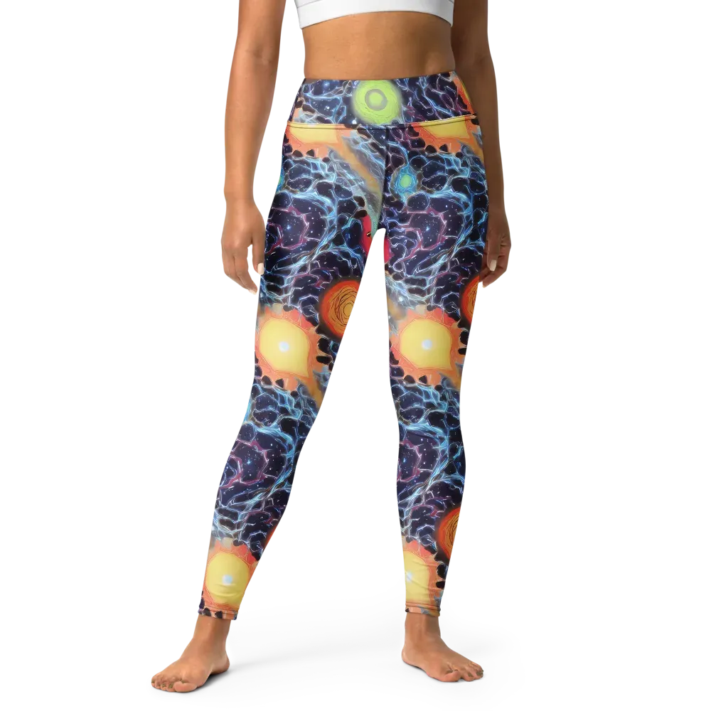 Cosmic Tidal Flux on Yoga Leggings — Front