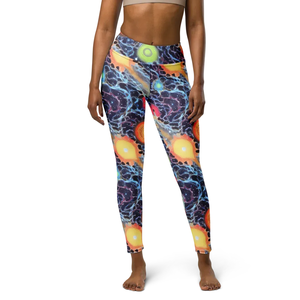Cosmic Tidal Flux on Yoga Leggings — Front