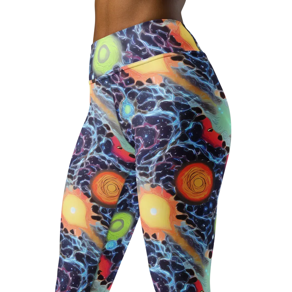 Cosmic Tidal Flux on Yoga Leggings — Left Front