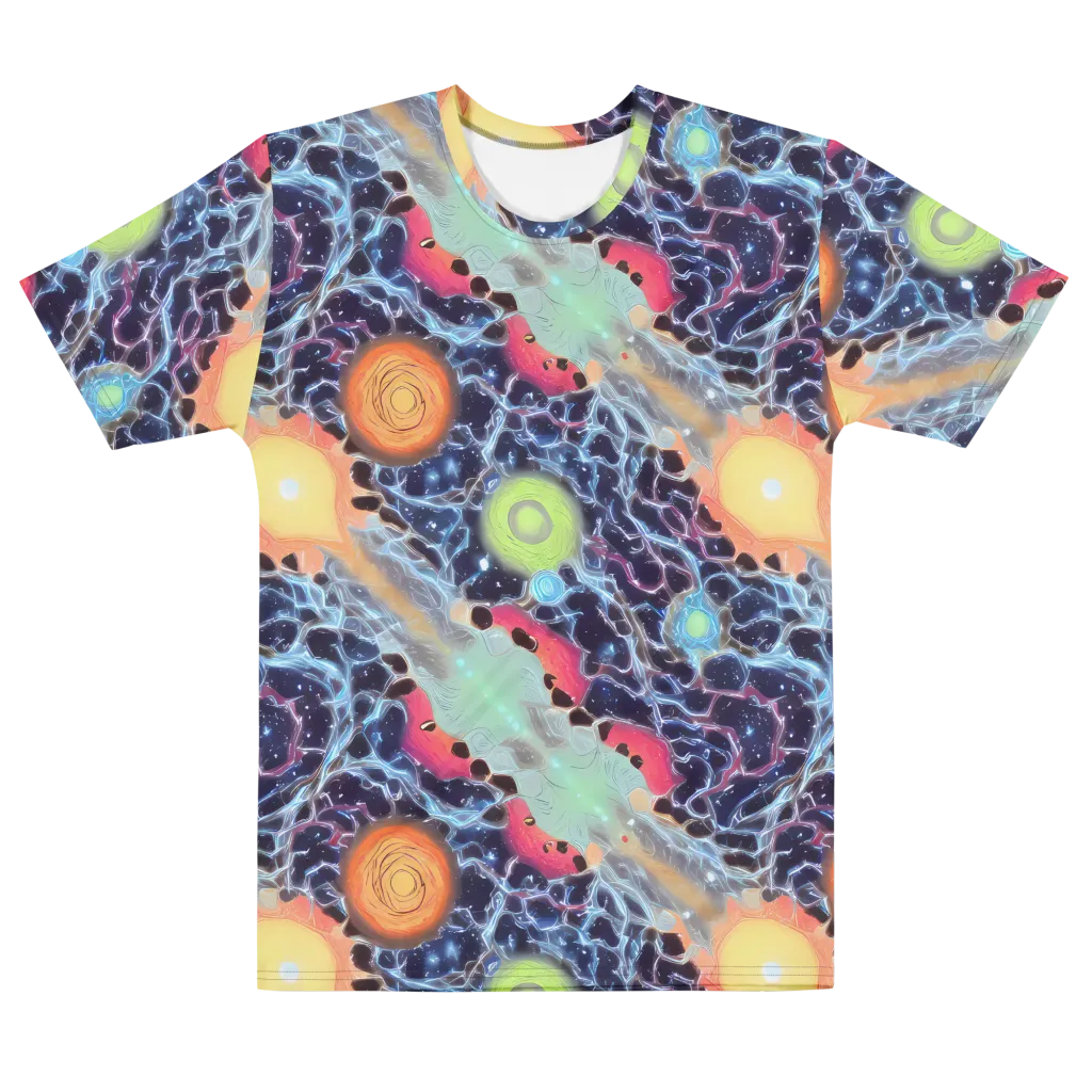 Cosmic Tidal Flux on Men's Cotton Crew Neck T-Shirt — Front