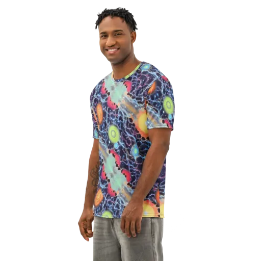 Cosmic Tidal Flux on a Men's Cotton Crew Neck T-Shirt