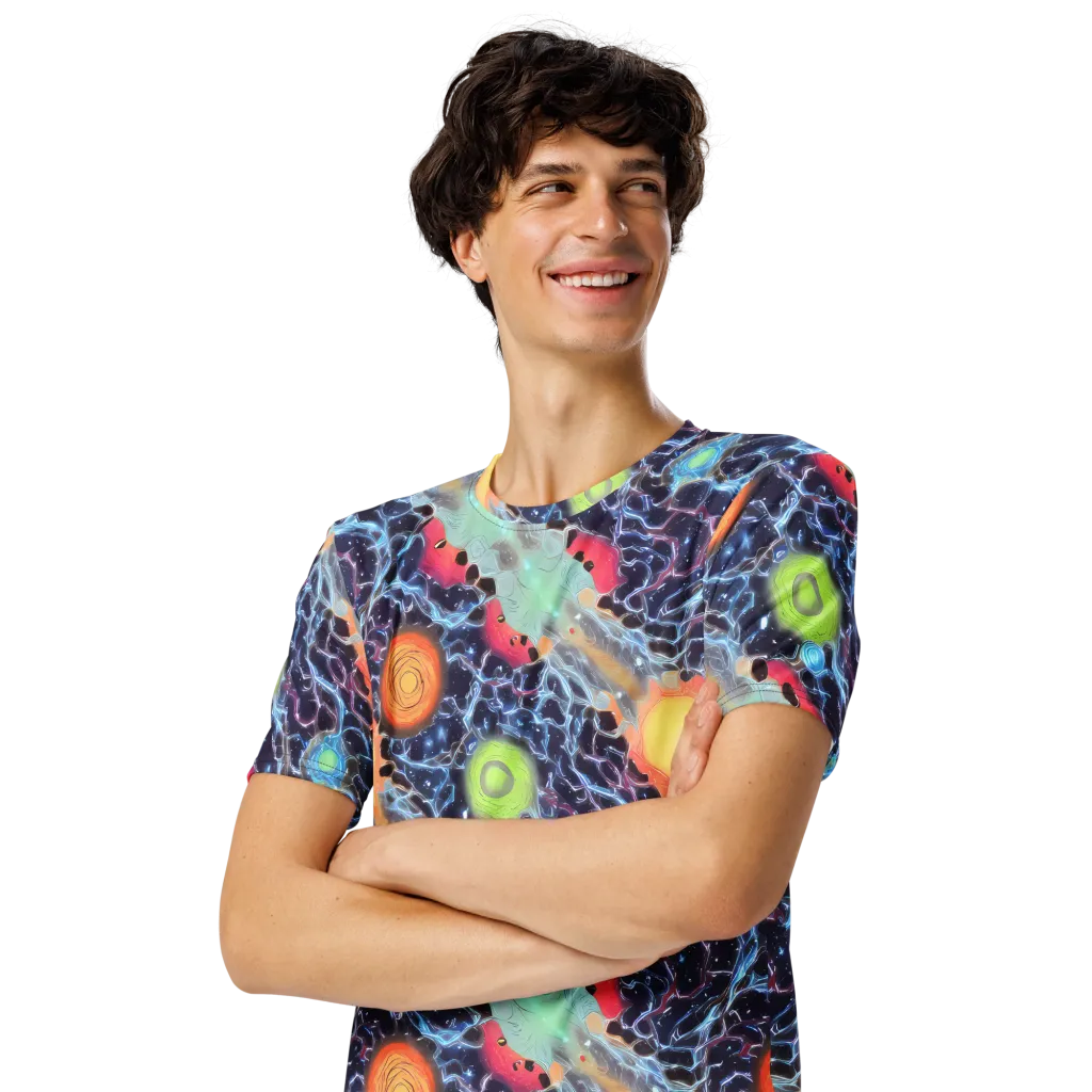 Cosmic Tidal Flux on Men's Crew Neck T-Shirt — Left Front