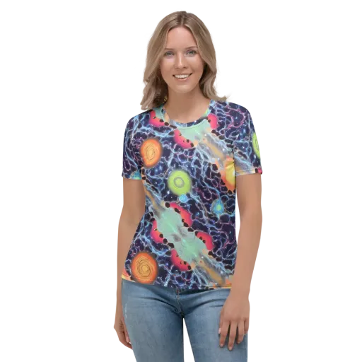 Cosmic Tidal Flux on a Women's Crew Neck T-Shirt
