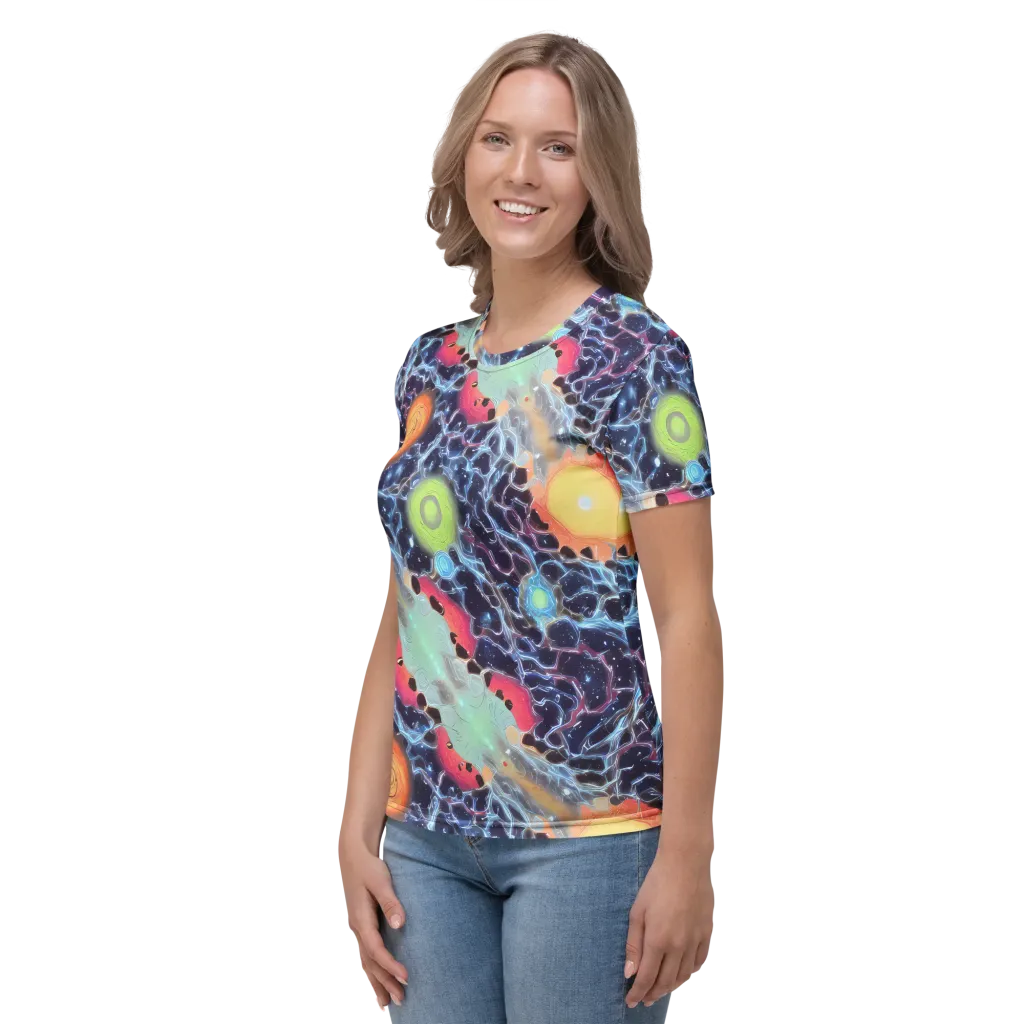 Cosmic Tidal Flux on Women's Crew Neck T-Shirt — Left