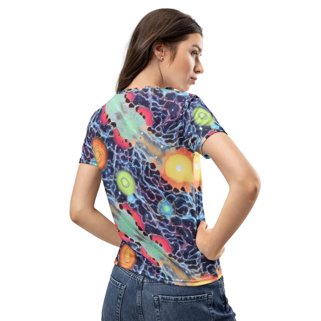 Cosmic Tidal Flux on Women's Crew Neck T-Shirt — Back