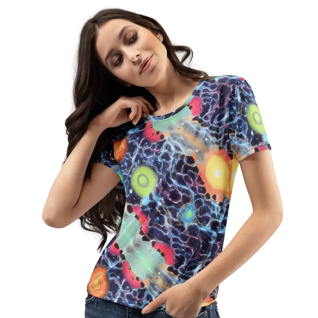 Cosmic Tidal Flux on Women's Crew Neck T-Shirt — Left Front