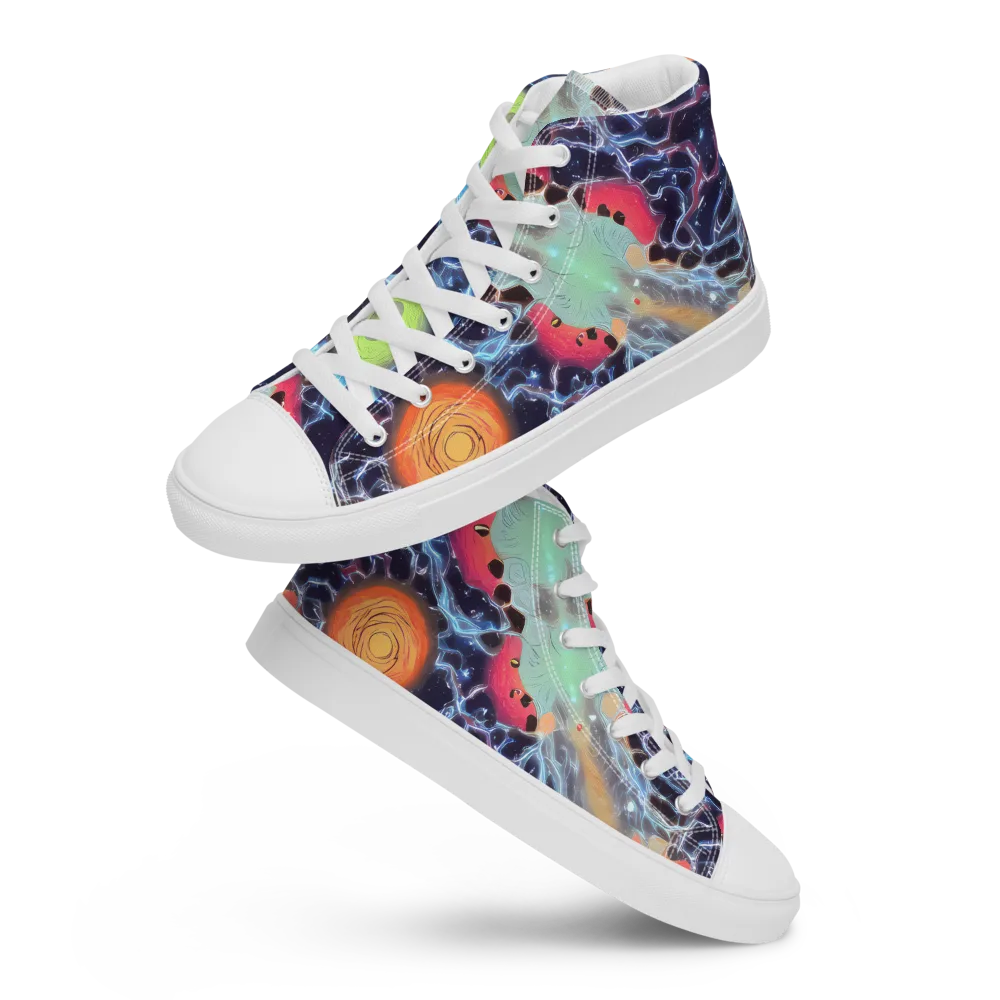 Cosmic Tidal Flux on Women's High Top Canvas Shoes — Front