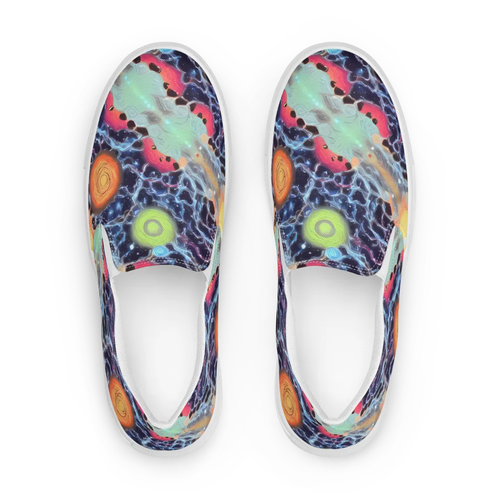 Cosmic Tidal Flux on Men's Slip-On Canvas Shoes — Front