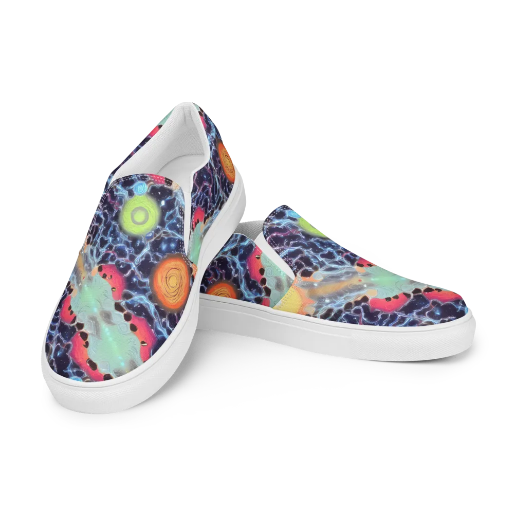Cosmic Tidal Flux on Men's Slip-On Canvas Shoes — Left Front