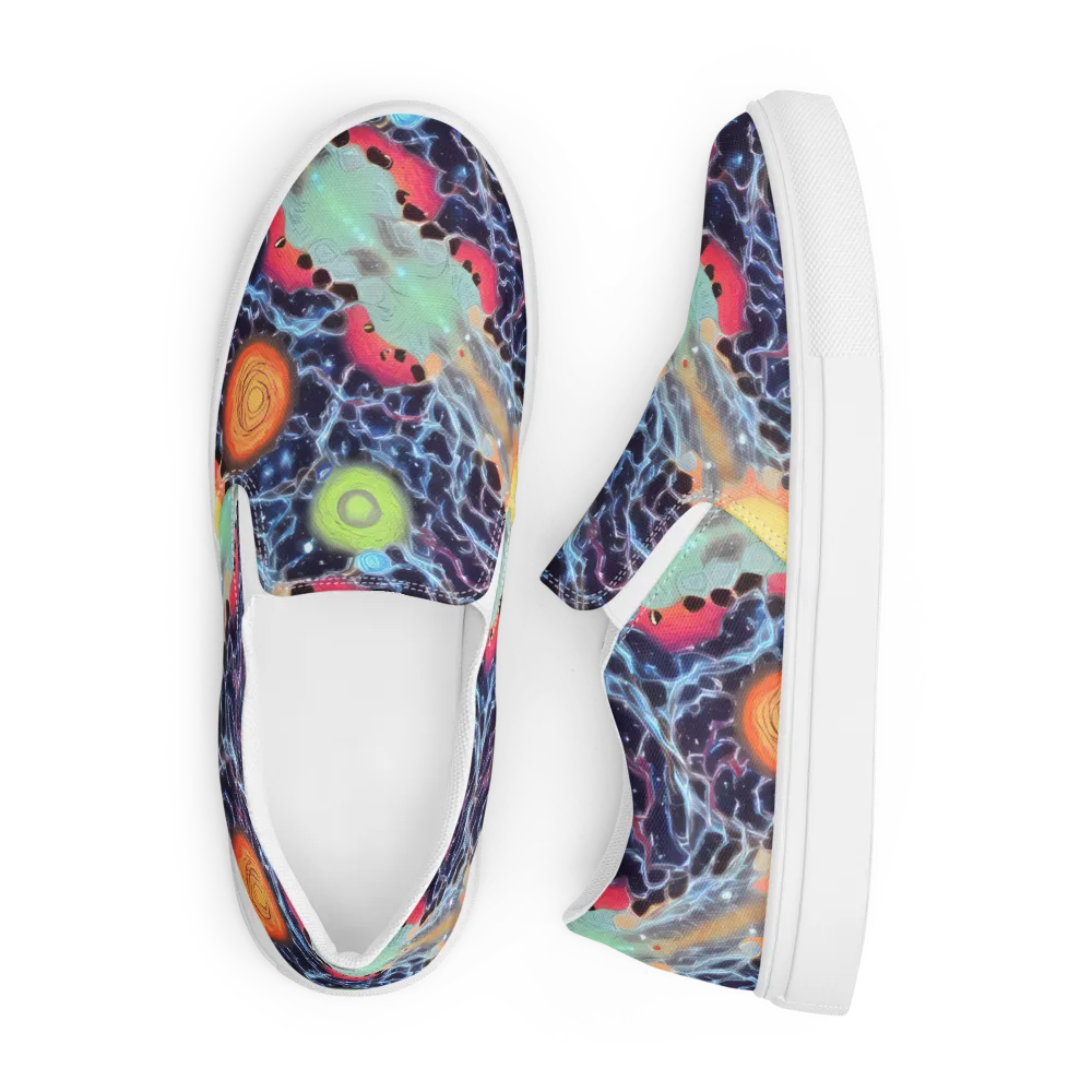 Cosmic Tidal Flux on Men's Slip-On Canvas Shoes — Front