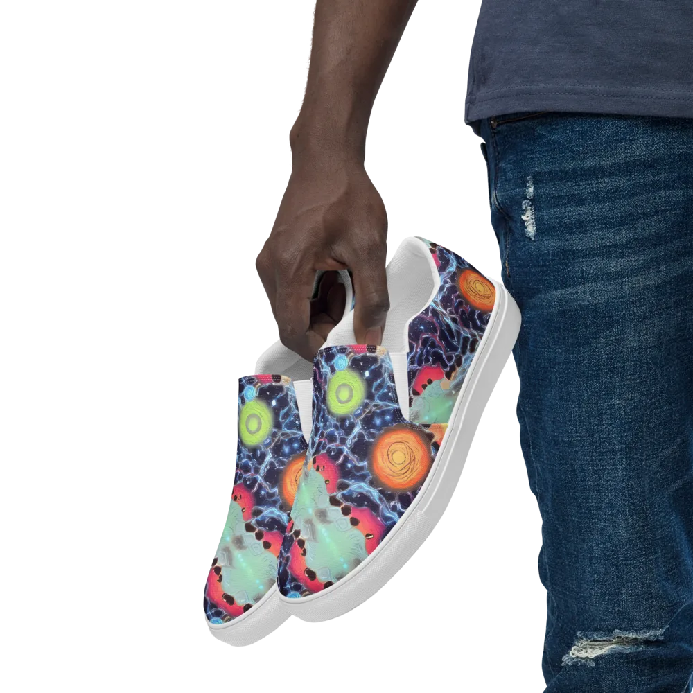 Cosmic Tidal Flux on Men's Slip-On Canvas Shoes — Left Front
