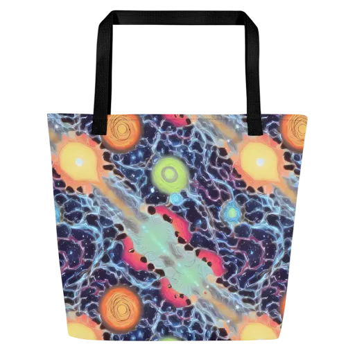 Cosmic Tidal Flux on a Large Tote Bag W/ Pocket