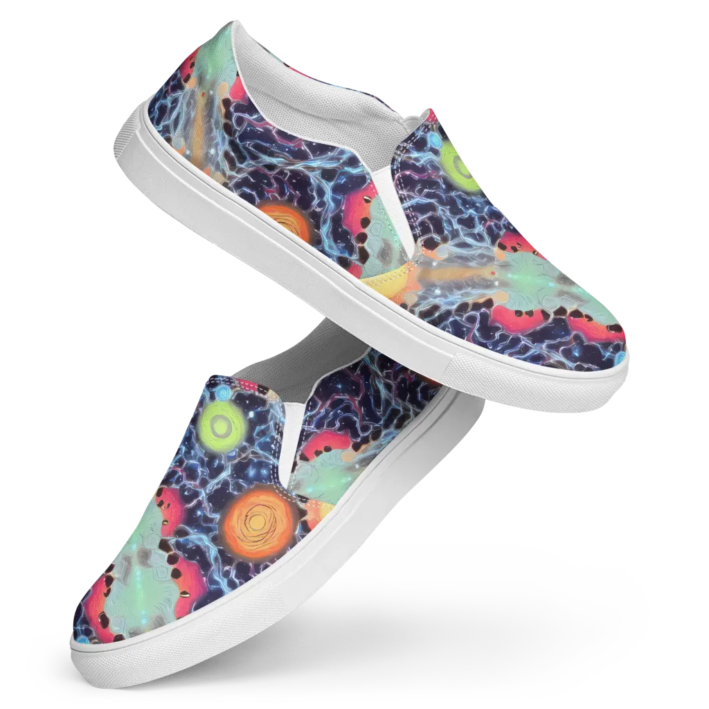 Cosmic Tidal Flux on Women's Slip-On Canvas Shoes — Front