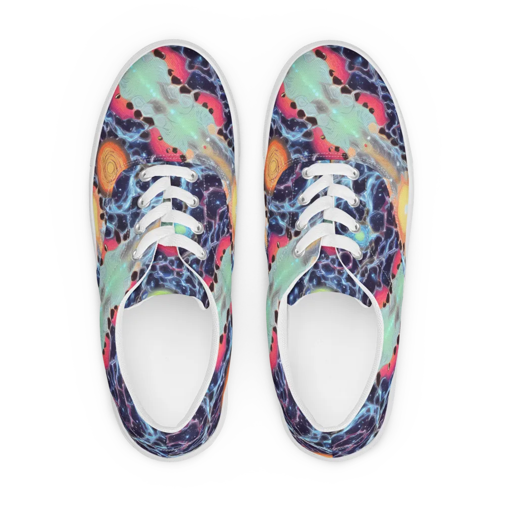 Cosmic Tidal Flux on Men's Lace-Up Canvas Shoes — Front