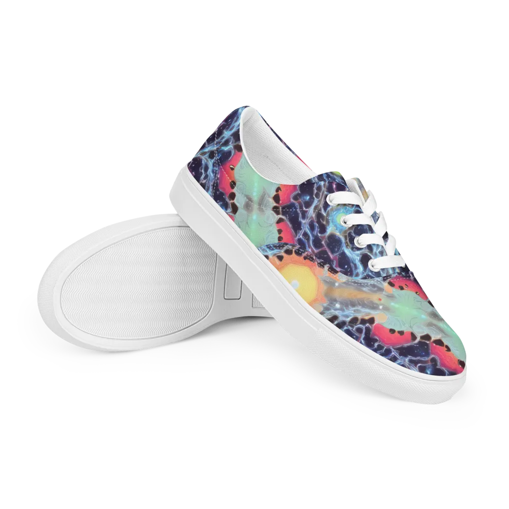 Cosmic Tidal Flux on Men's Lace-Up Canvas Shoes — Right Front