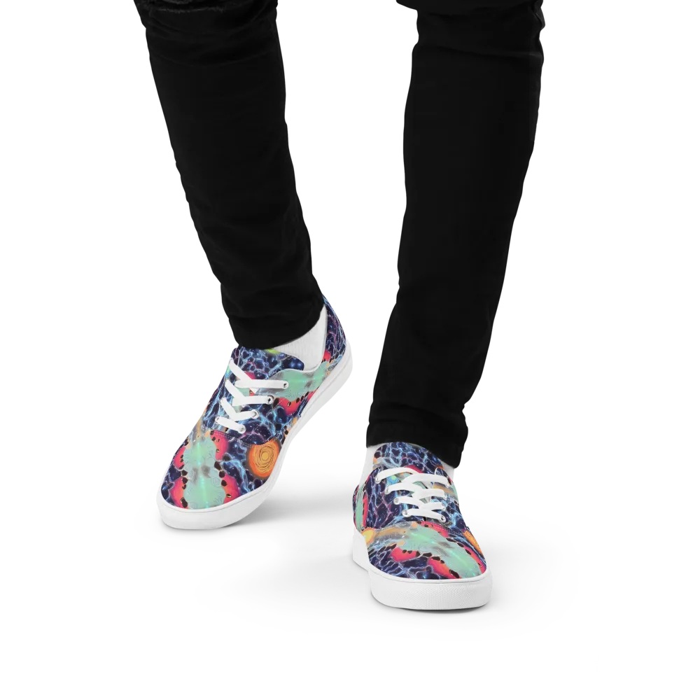 Cosmic Tidal Flux on Men's Lace-Up Canvas Shoes — Front