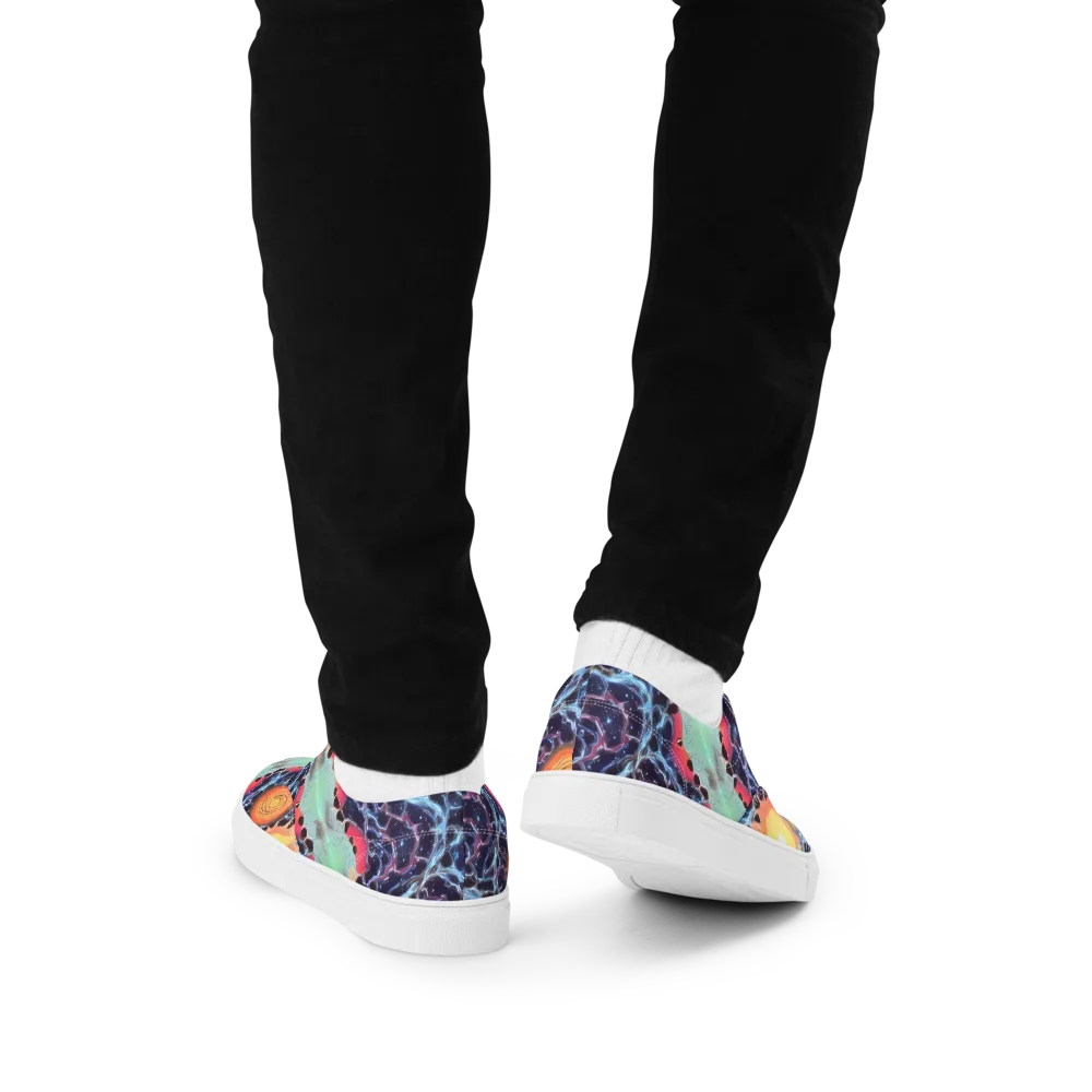 Cosmic Tidal Flux on Men's Lace-Up Canvas Shoes — Back