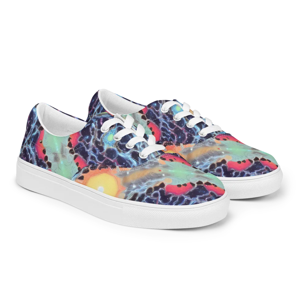 Cosmic Tidal Flux on Men's Lace-Up Canvas Shoes — Right Front