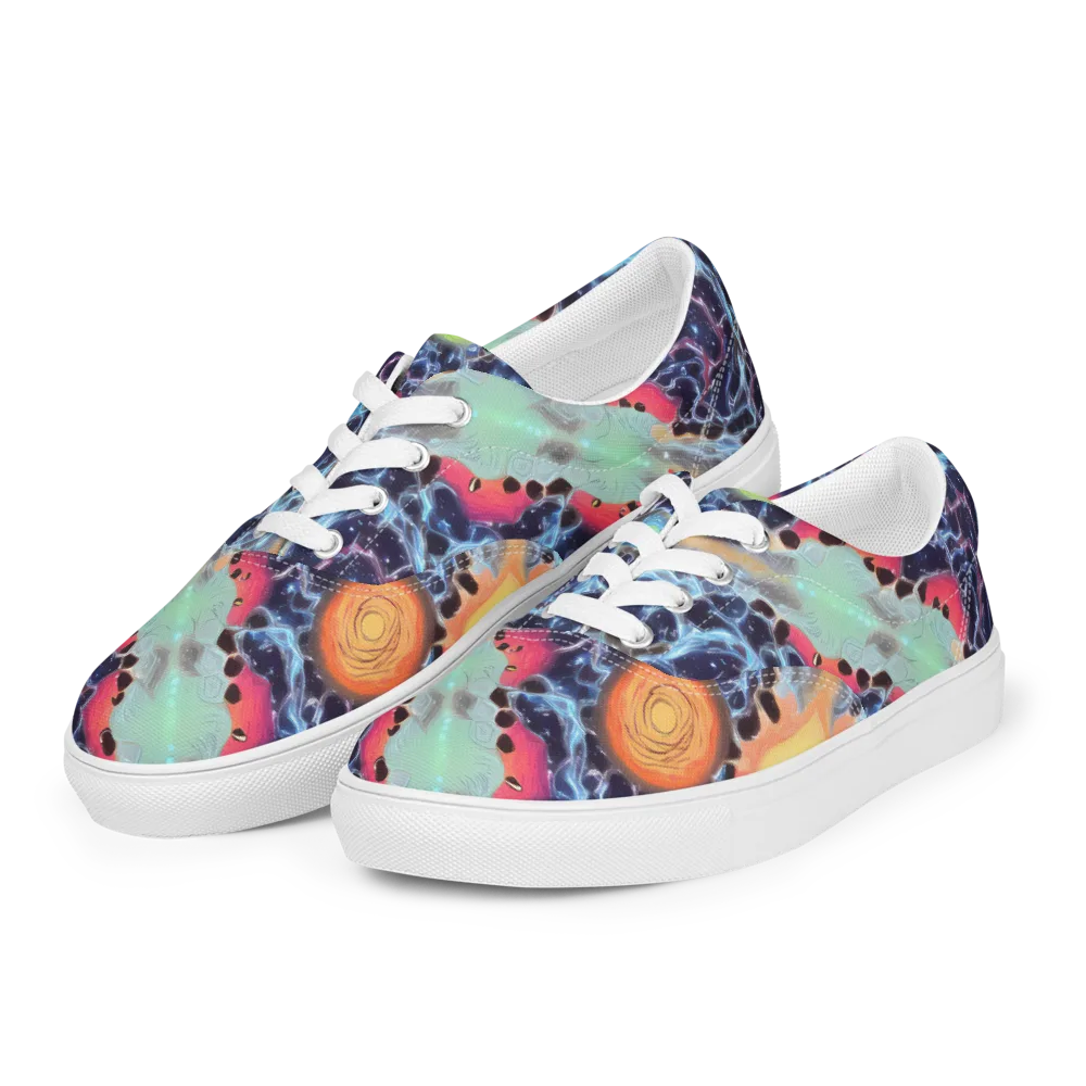 Cosmic Tidal Flux on Men's Lace-Up Canvas Shoes — Left Front
