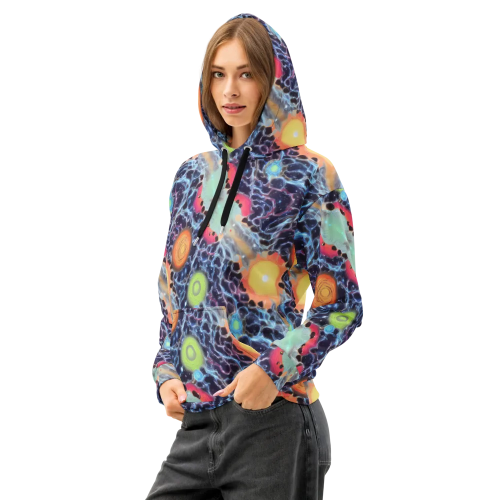 Cosmic Tidal Flux on Cotton Hoodie — Left Front