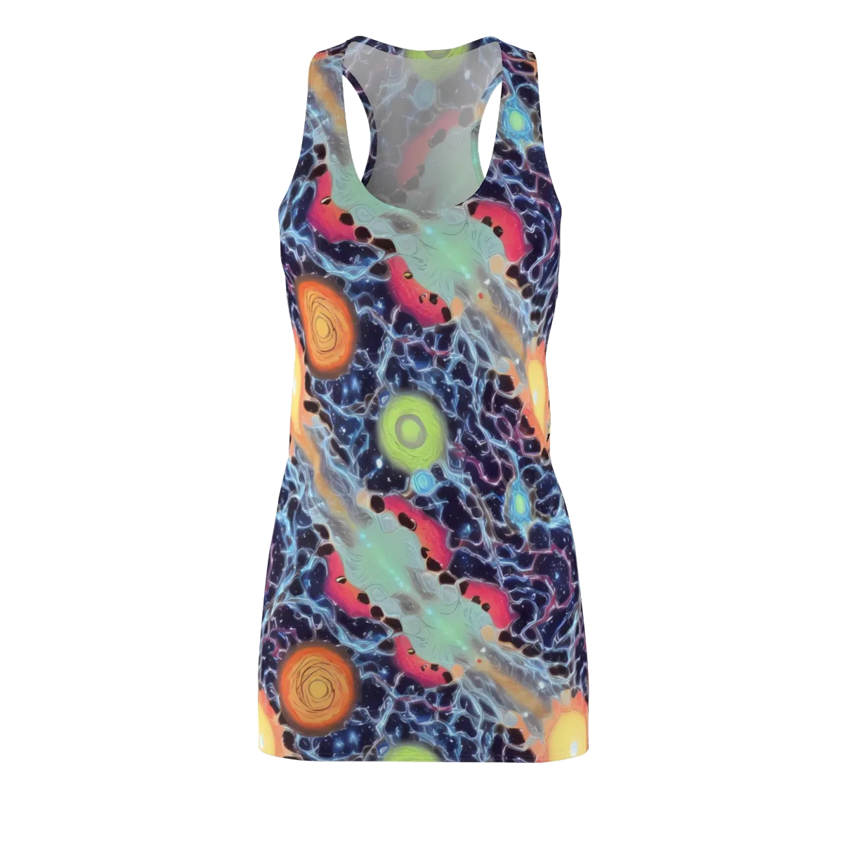Cosmic Tidal Flux on Racerback Dress — Front