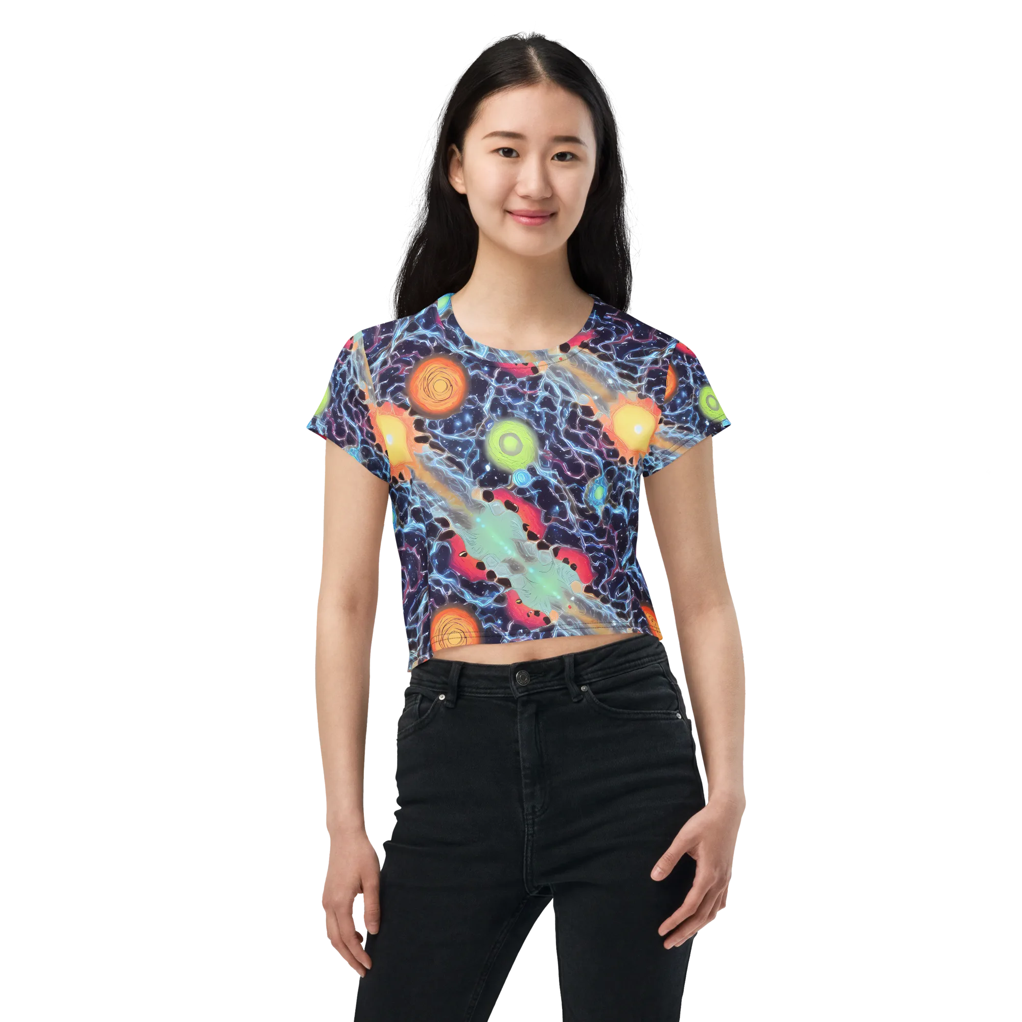 Cosmic Tidal Flux on Crop Tee — Front