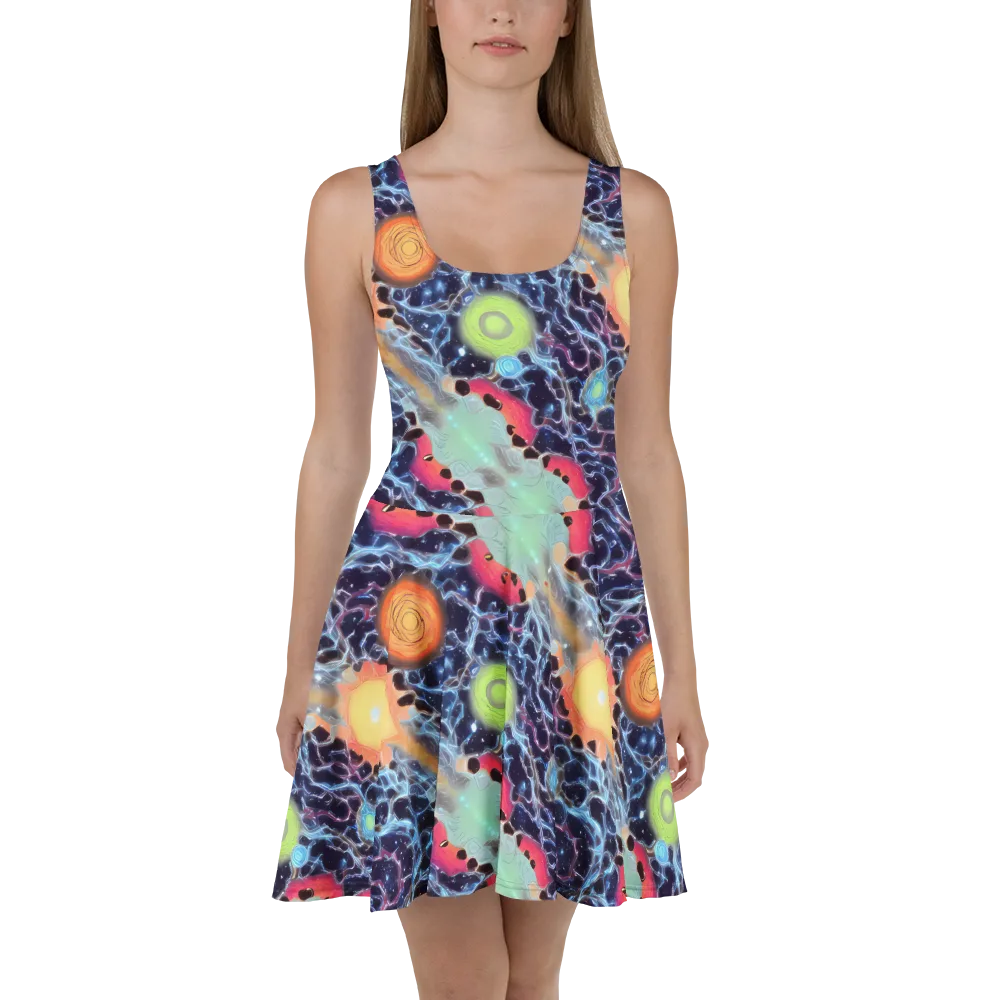 Cosmic Tidal Flux on Skater Dress — Front