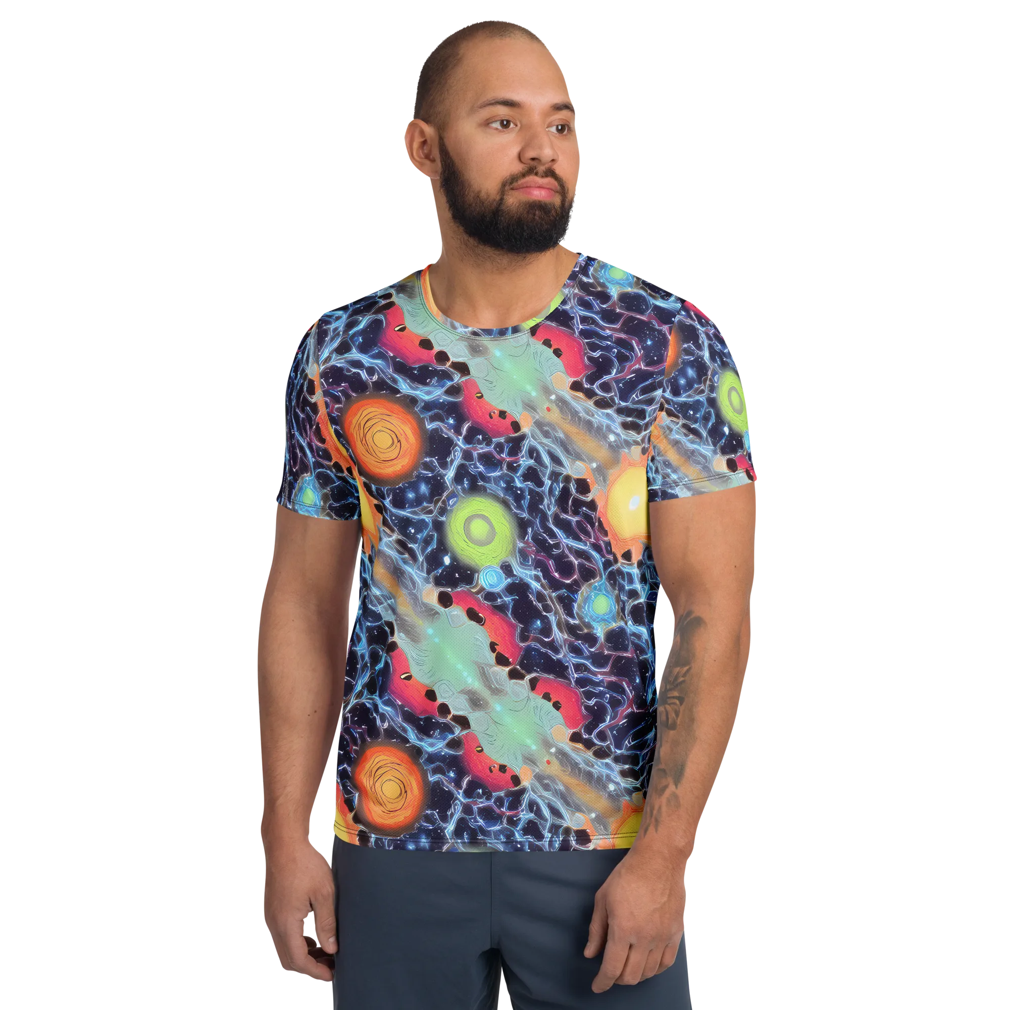 Cosmic Tidal Flux on Men's Athletic T-Shirt — Front