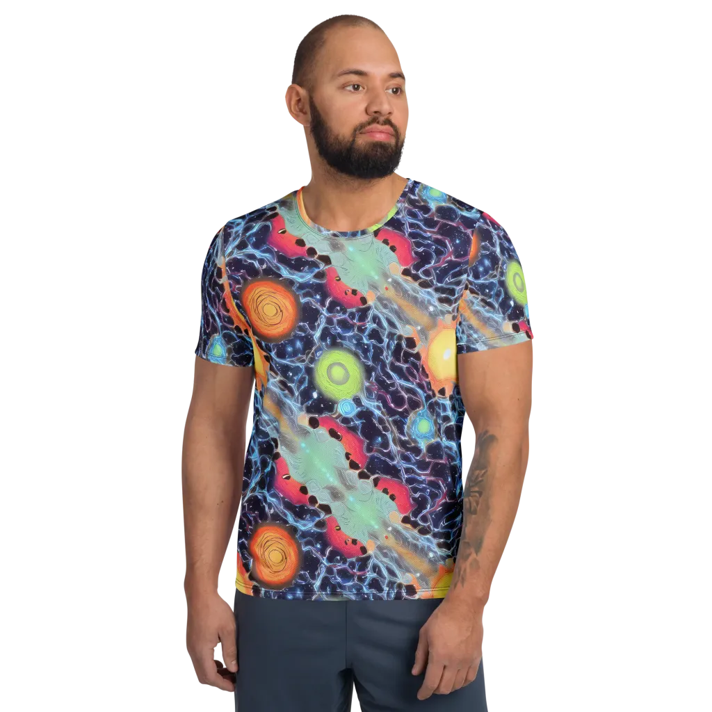 Cosmic Tidal Flux on Men's Athletic T-Shirt — Front