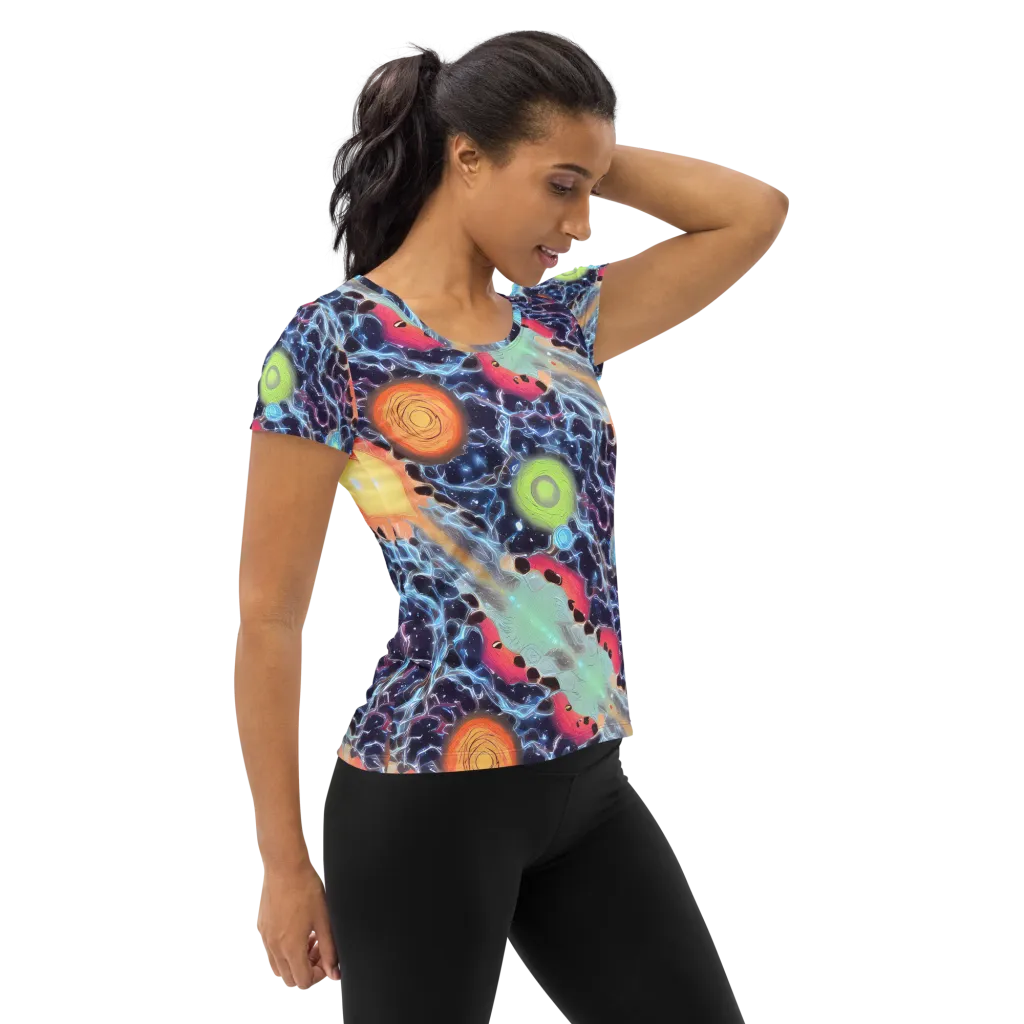 Cosmic Tidal Flux on Women's Athletic T-Shirt — Right
