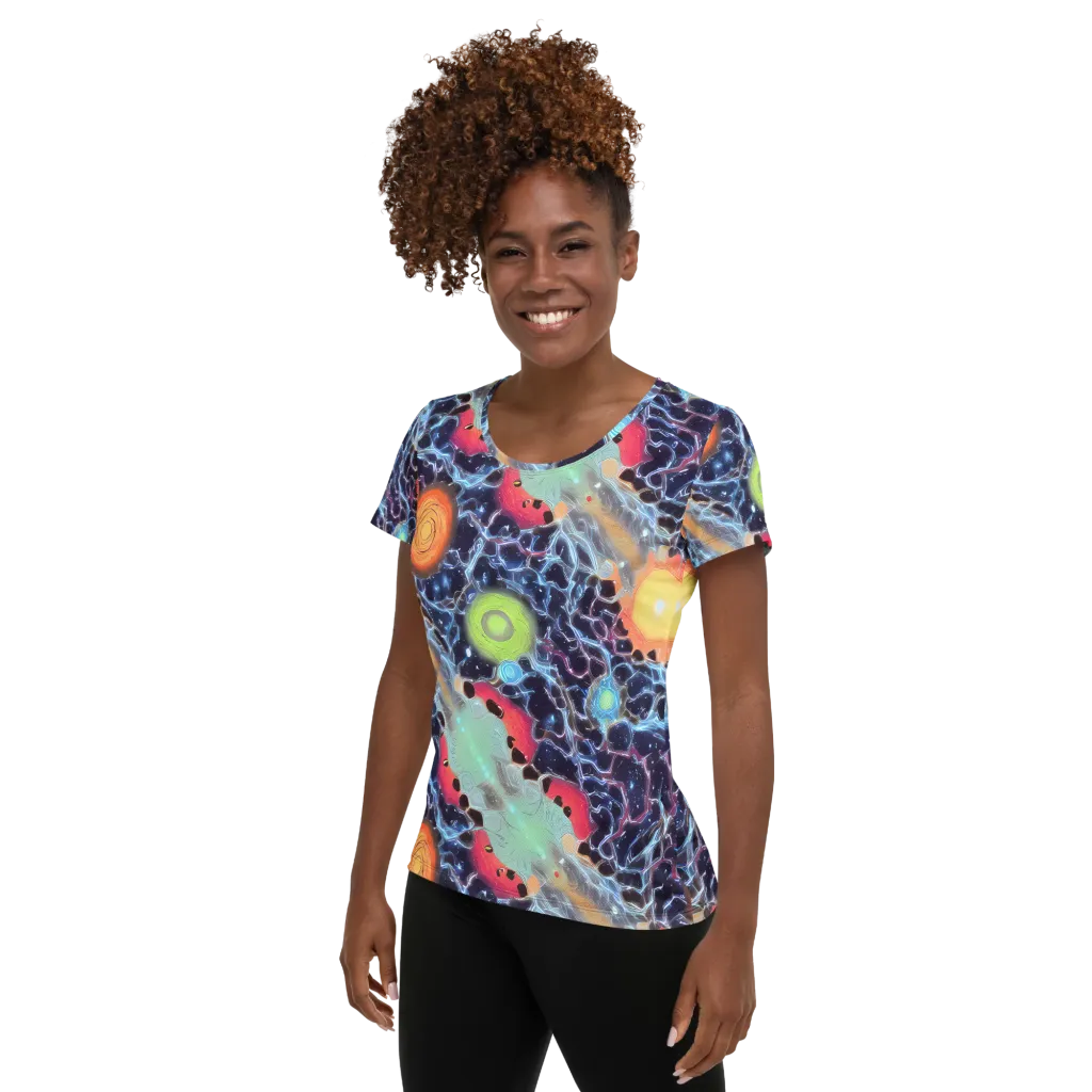Cosmic Tidal Flux on Women's Athletic T-Shirt — Left
