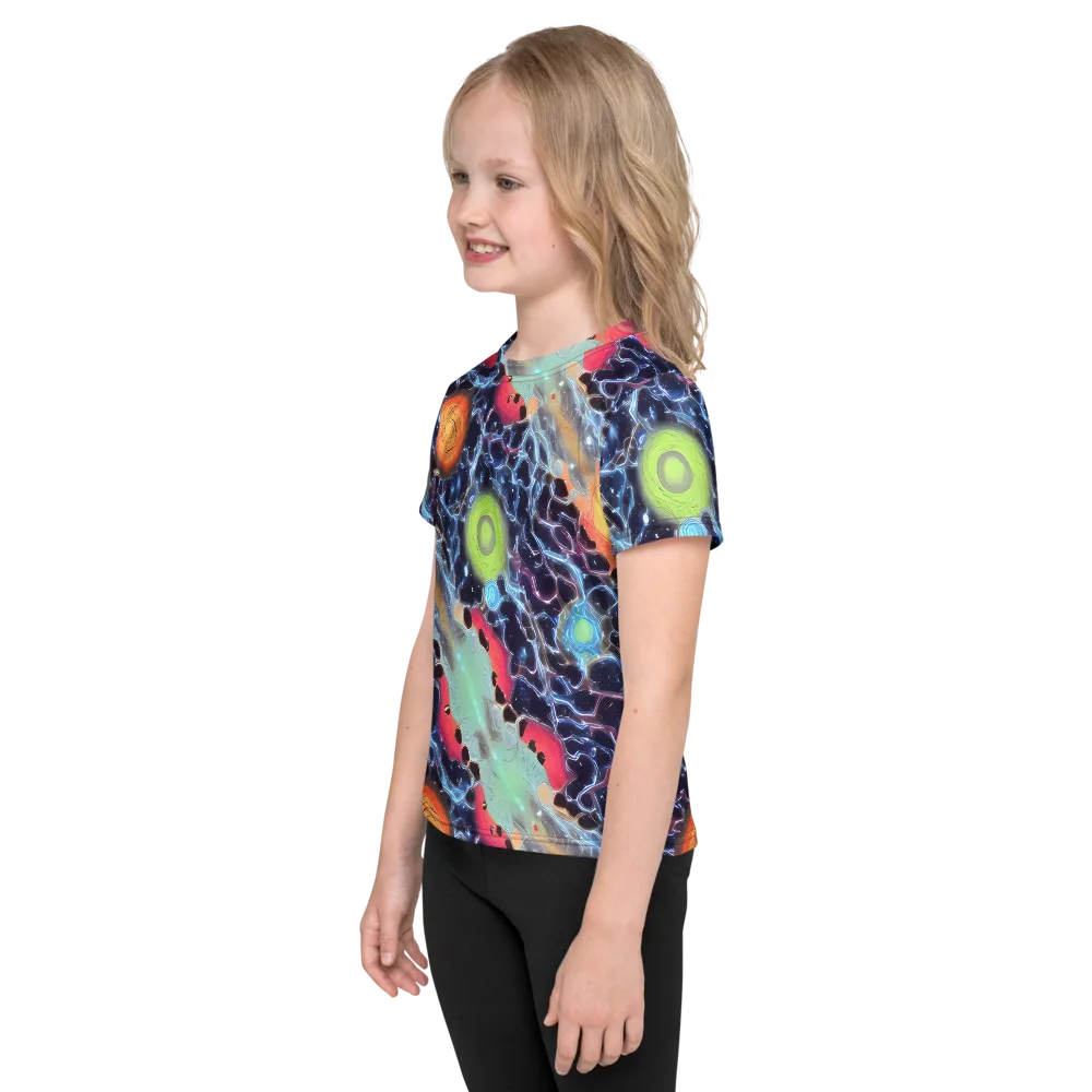Cosmic Tidal Flux on Kids Crew Neck T-Shirt — Left