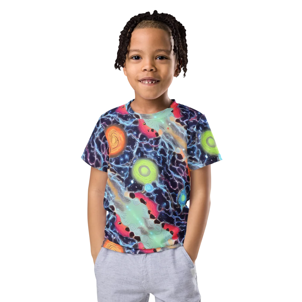 Cosmic Tidal Flux on Kids Crew Neck T-Shirt — Front