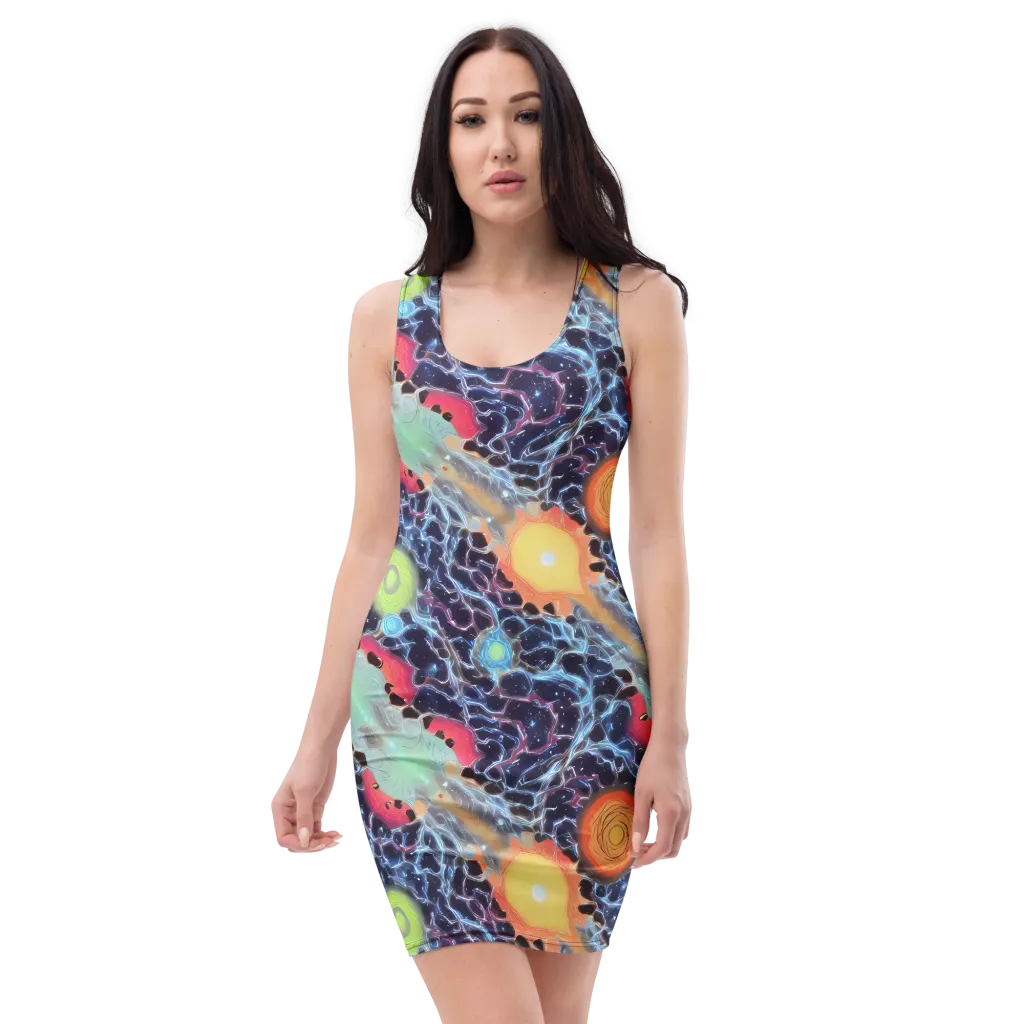 Cosmic Tidal Flux on Bodycon Dress — Front