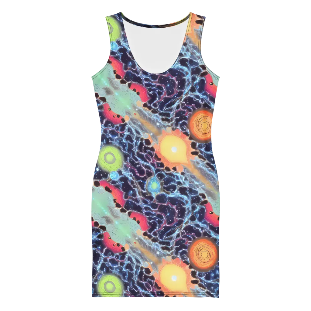 Cosmic Tidal Flux on Bodycon Dress — Front
