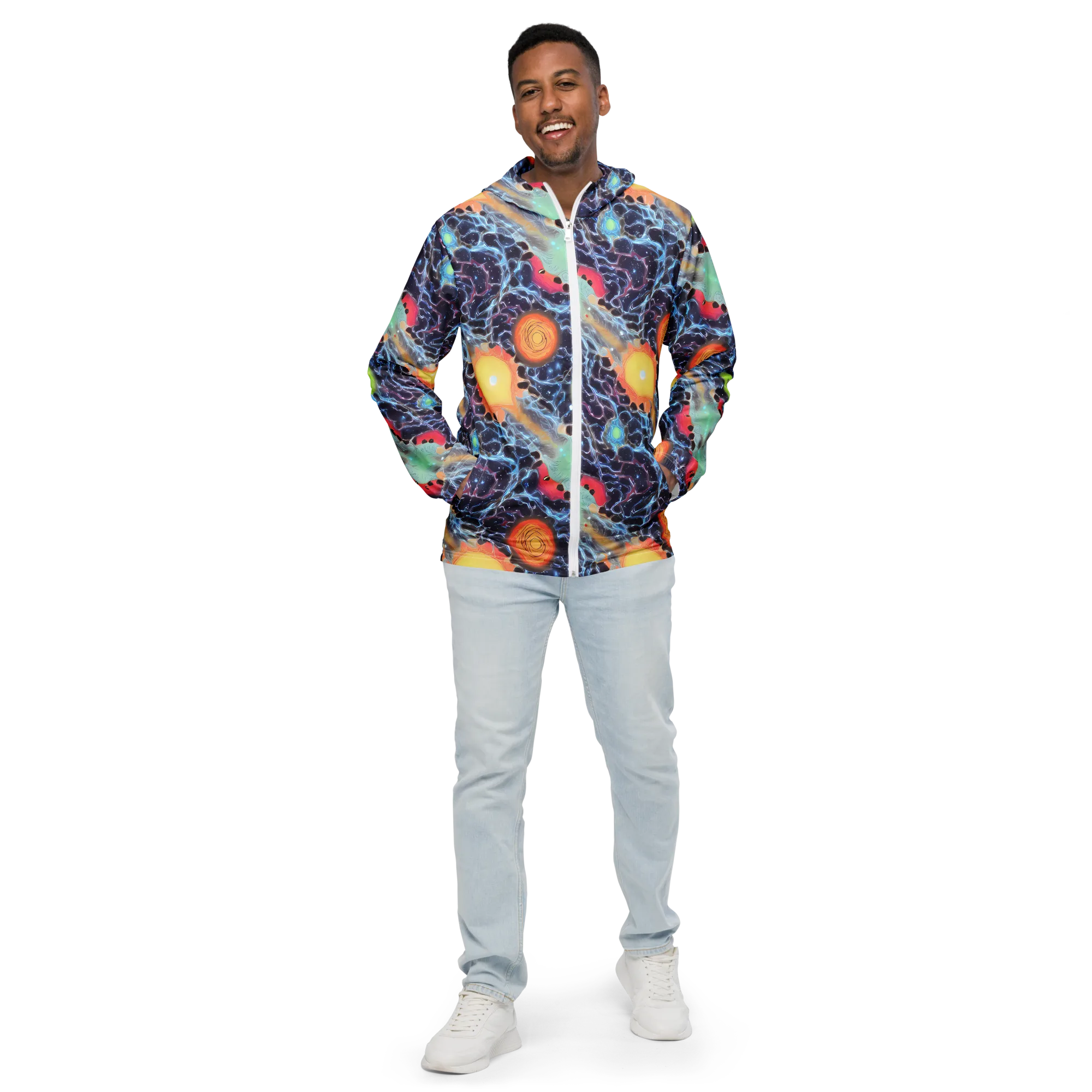 Cosmic Tidal Flux on Men's Windbreaker — Front