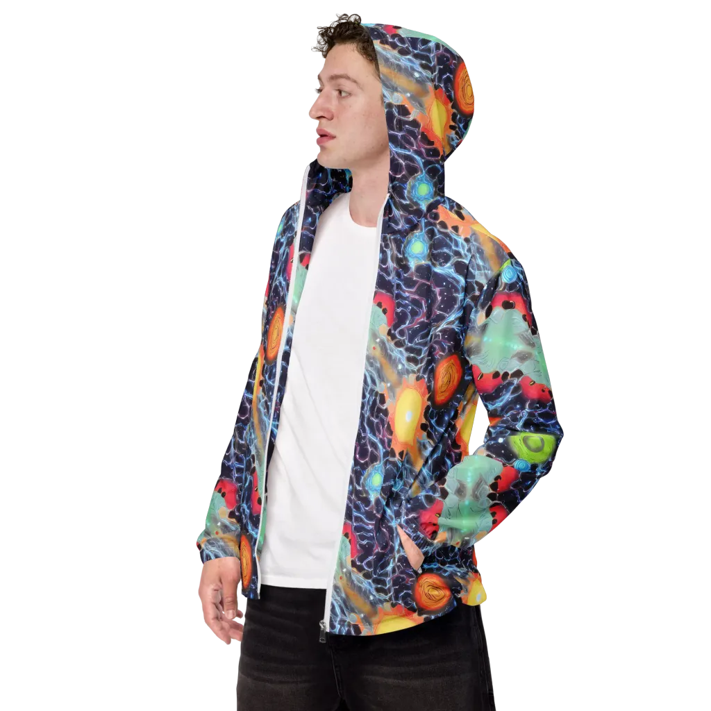 Cosmic Tidal Flux on Men's Windbreaker — Left Front