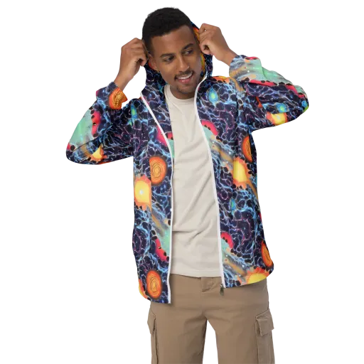 Cosmic Tidal Flux on a Men's Windbreaker