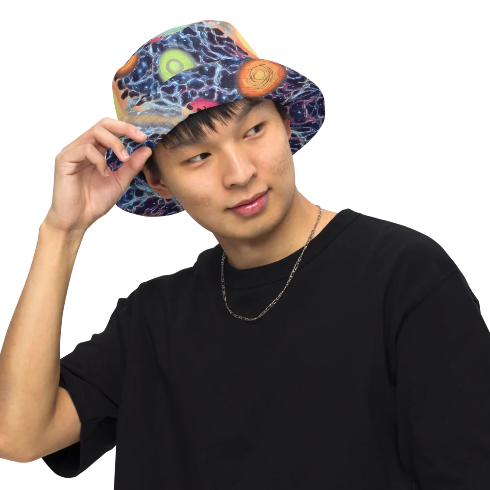 Cosmic Tidal Flux on Reversible Bucket Hat — Front Inside
