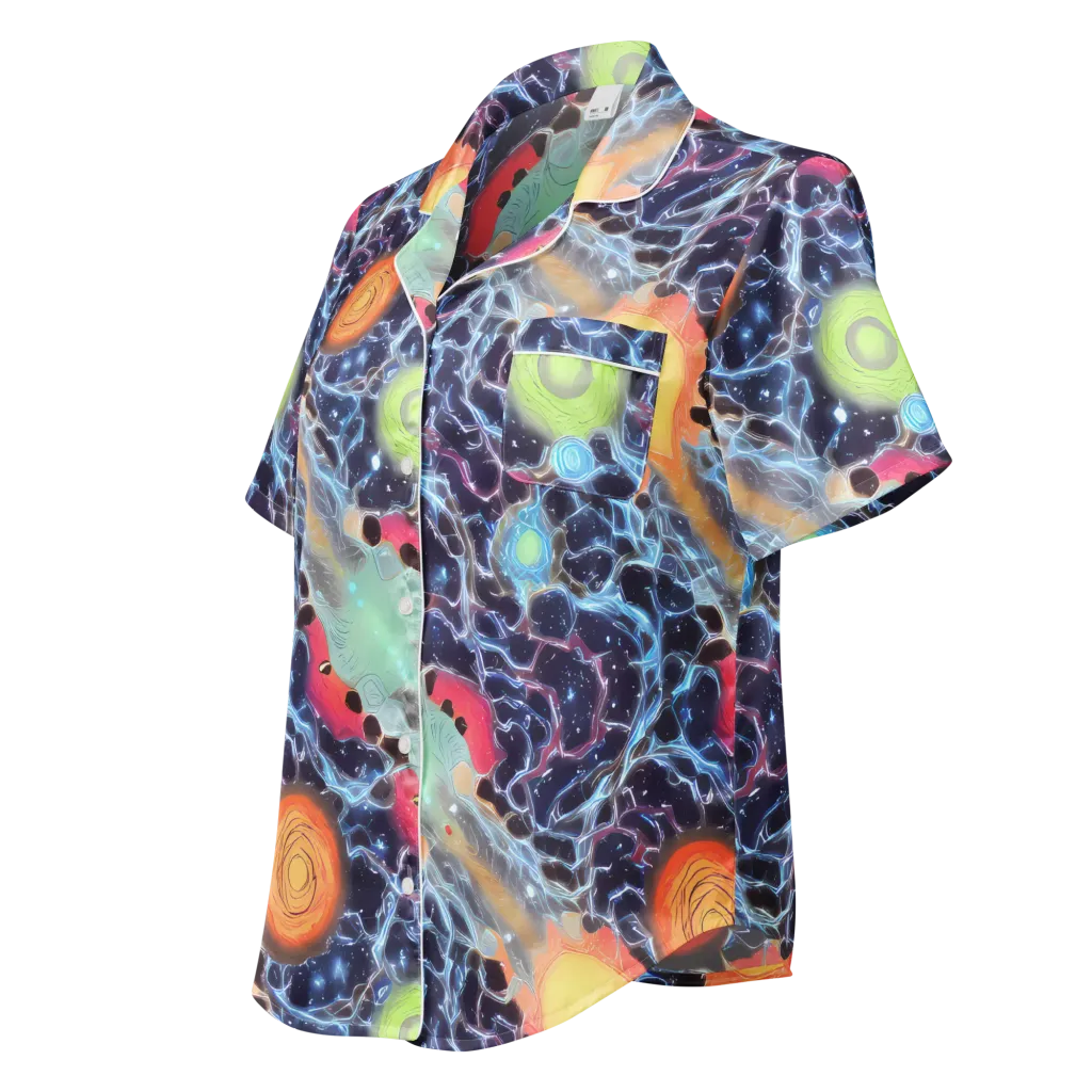 Cosmic Tidal Flux on Women's Short Sleeve Pajama Top — Left Front