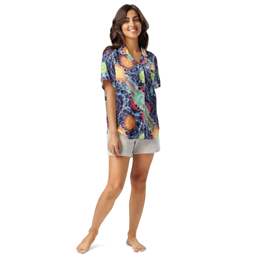 Cosmic Tidal Flux on a Women's Short Sleeve Pajama Top