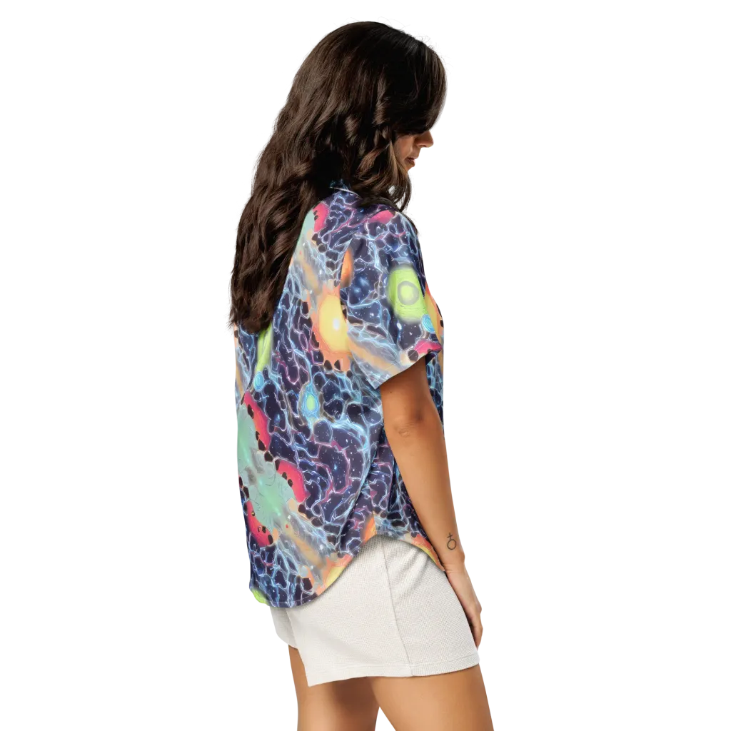 Cosmic Tidal Flux on Women's Short Sleeve Pajama Top — Right Back