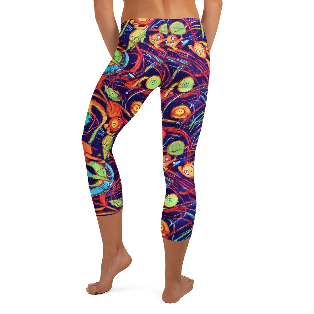 Neon Reef Rapture on Capri Leggings — Back