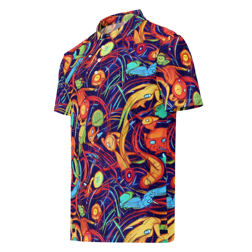 Neon Reef Rapture on Men's Slim Fit Polo Shirt — Left Front